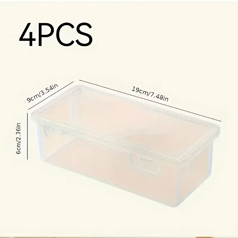 Stationery Office Supply Store - กล่องเก็บของ PP ใสขนาดใหญ่ 4 ใบพร้อมฝาปิด ใช้สำหรับเก็บอุปกรณ์สำนักงาน