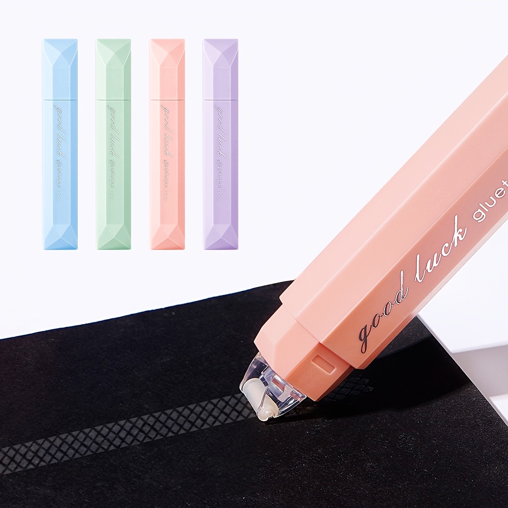 Glue Stick Pack - ปากกาเทปกาวสองหน้าแบบหมุนได้ 4 ชิ้น, กาวไร้รอยสำหรับงานสแครปบุ๊ค, อุปกรณ์สำนักงาน, งานไดอารี่และงานศิลปะทำมือ