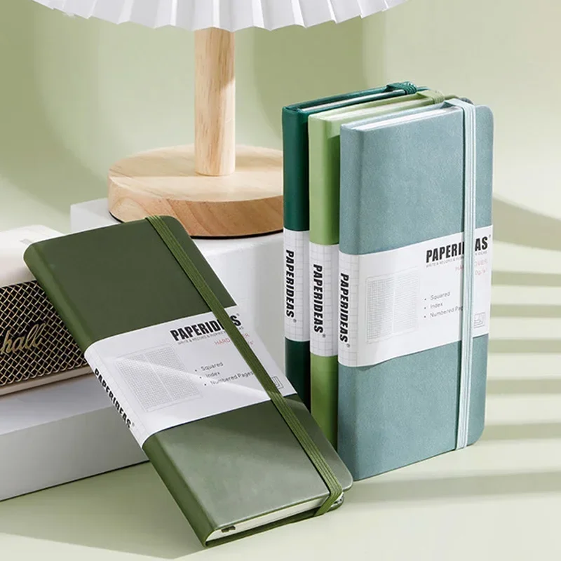 Notebook Dotted A5 - สมุดโน๊ตบุคสำหรับเดินทางแบบมีหมายเลขกระเป๋าใส่กระดาษ100gsm ปกหน้าสมุดบันทึกขนาด158สัปดาห์รายวันแบบหนา/มีเส้นประ/สี่เหลี่ยมจัตุรัส/ว่างเปล่า
