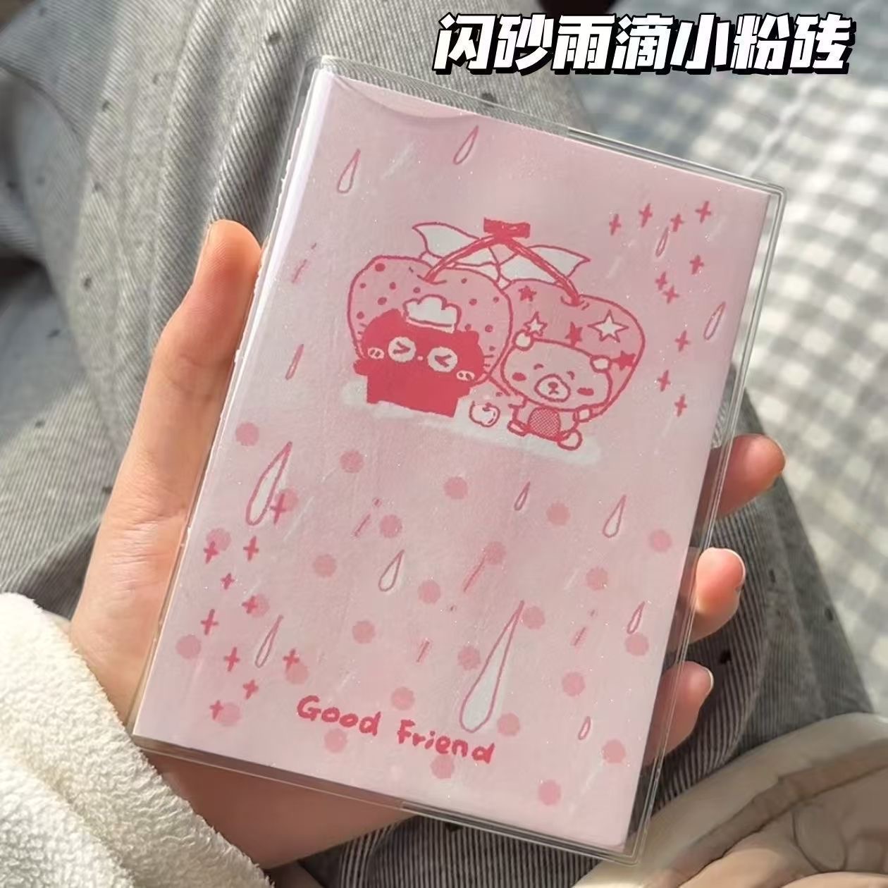 Notebook Dotted A5 - สมุดโน้ตสไตล์เกาหลี ลายหยดน้ำสีชมพูเล็ก ขนาด A6 สมุดแพลนเนอร์เปล่า ดีไซน์สวยงาม
